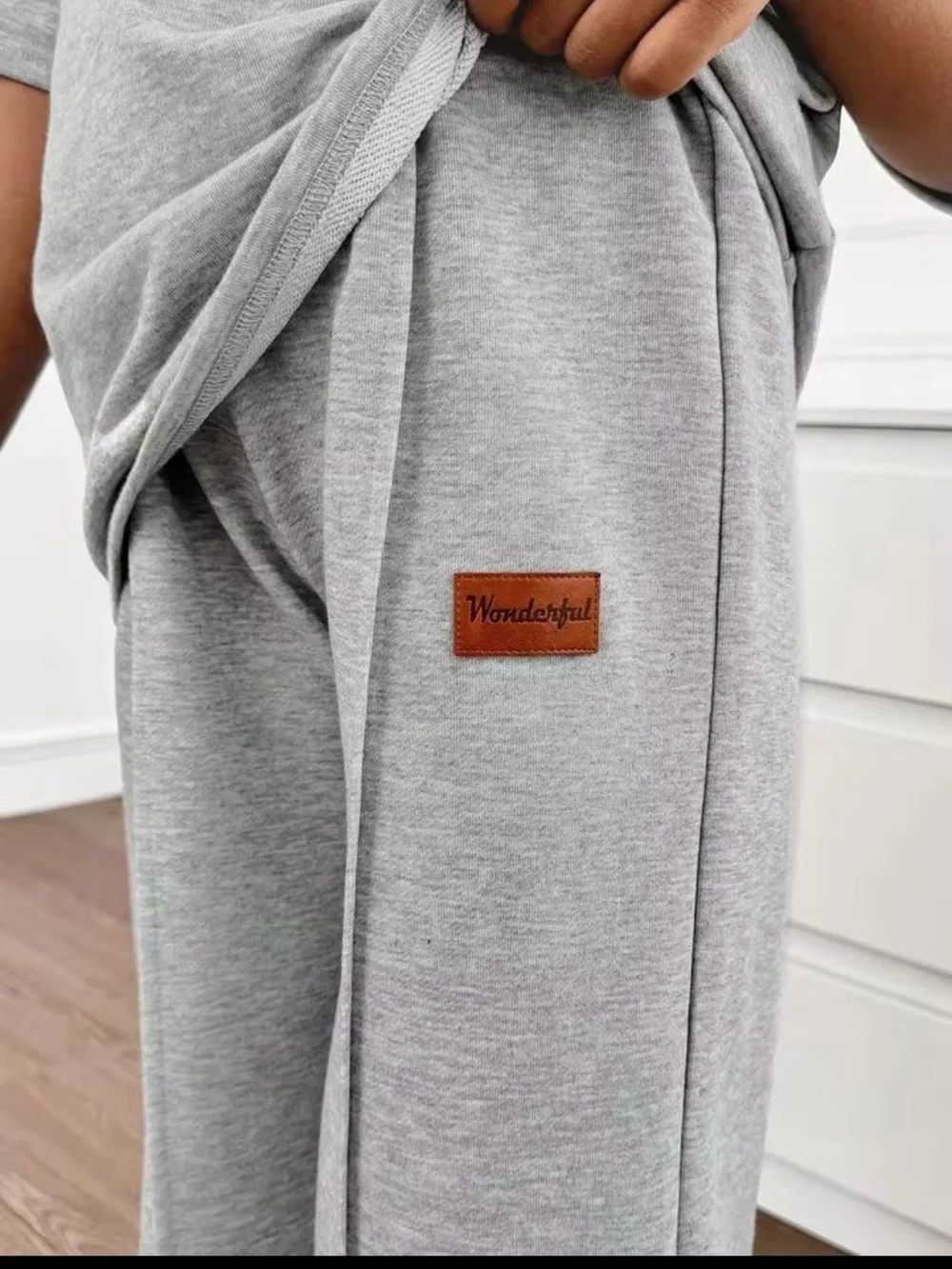 SHEIN Grey Kids Matching Wide-Leg Sweat Set